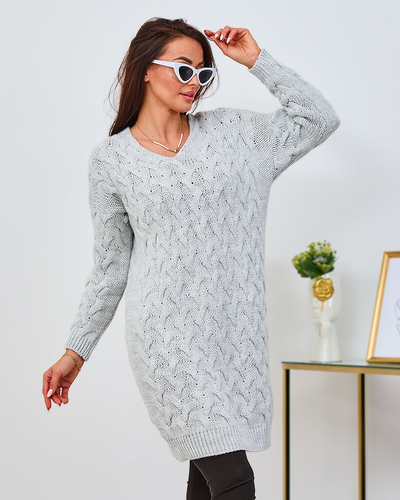 Royalfashion Rochie pulover pentru femei gri deschis