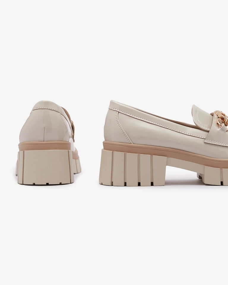 Mocasini de damă lăcuiți, bej Aquan- Footwear