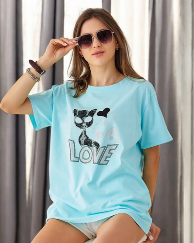 Royalfashion Tricou din bumbac pentru femei Cat Love