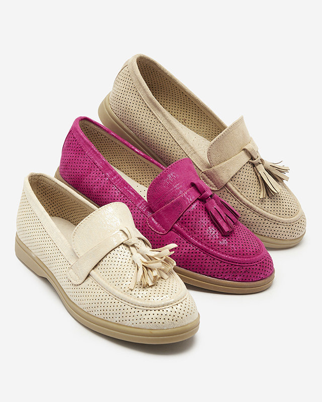 Mocasini crem pentru femei cu ornament Parffes- Footwear