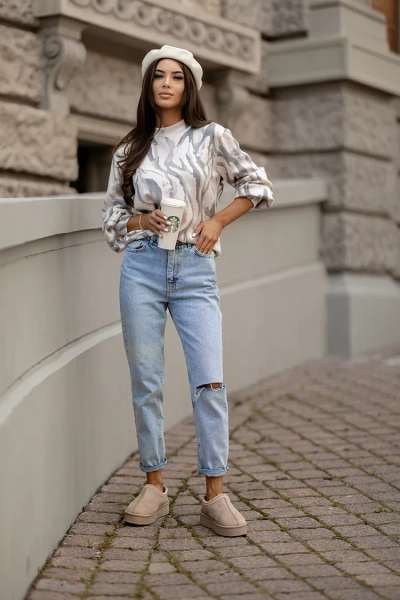 Royalfashion Pulover subțire de damă cu imprimeu