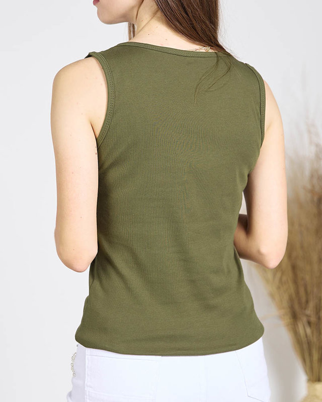 Top dama verde inchis cu zirconiu cubic si perle - Imbracaminte