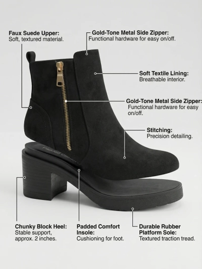 Botine de damă din piele ecologică întoarsă cu toc Arshena