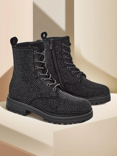 Femei bocanci cu siret si strasuri Royalfashion Russos