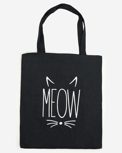 Geantă neagră din material textil cu inscripție - Accesorii