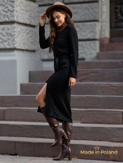 Rochie midi tricotată din viscoză pentru femei