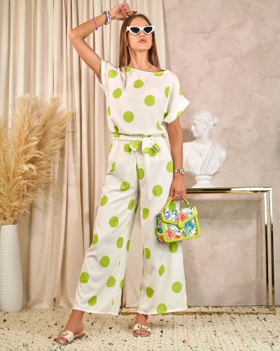 Royalfashion Set de mazăre verde și alb pentru femei