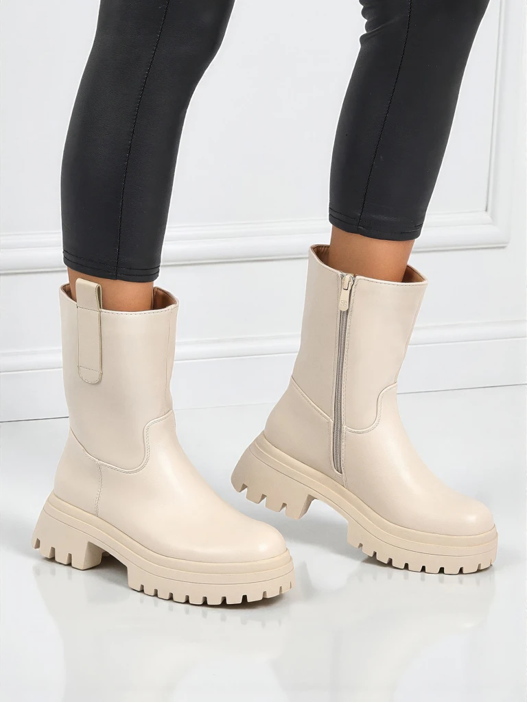 Wyższe botki damskie ze skóry ekologicznej Scarlet Mist