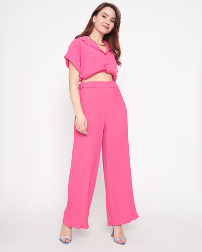 Pantaloni palazzo largi de damă fucsia - Îmbrăcăminte