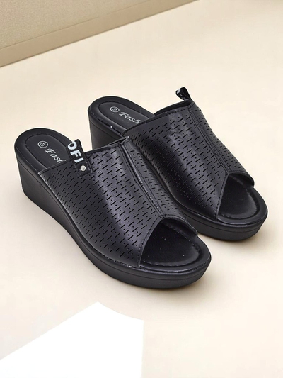 Royalfashion Klapki pou fanm sou talon Luna Wedge