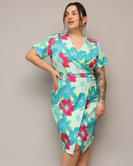 Royalfashion Rochie de damă din țesătură florală PLUS SIZE