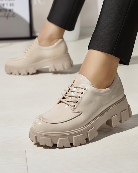 Încălțăminte dantelată lăcuită bej bej pentru femei Ginara - Încălțăminte