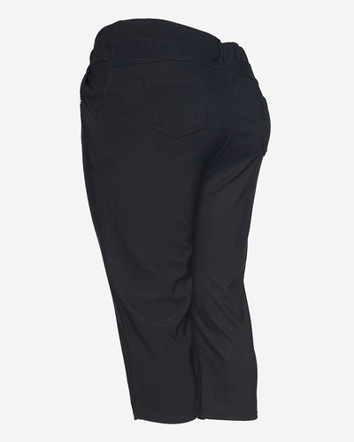 Pantaloni scurți 3/4 de damă în negru PLUS SIZE - Îmbrăcăminte