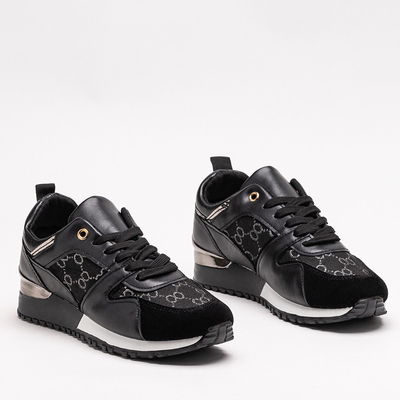 Pantofi sport de dama negri cu imprimeu Engla - Incaltaminte