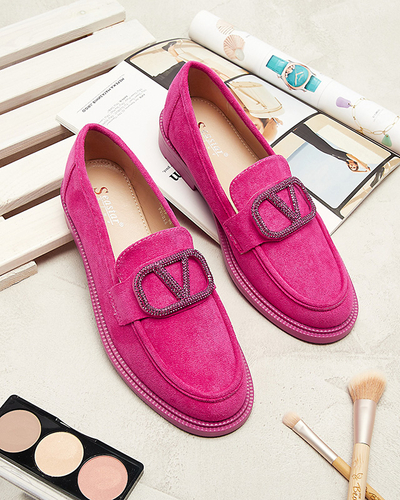Mocasini de damă fucsia cu decor Fogras- Footwear