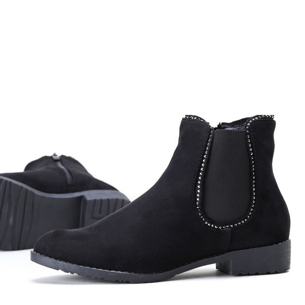 Czarne sztyblety z cyrkoniami Elizabeth - Obuwie