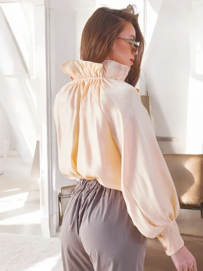 Royalfashion Cămașă strălucitoare pentru femei cu guler decorativ