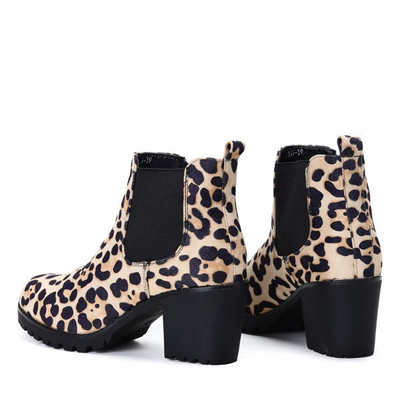 Botki na słupku w panterkę Sarah - Obuwie