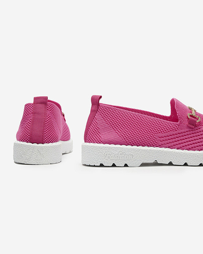 Adidași slip on de damă fucsia cu ornament auriu Enelida - Încălțăminte