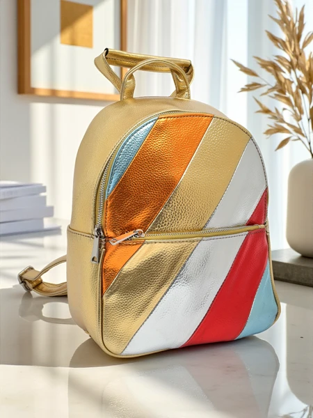 Royalfashion Rucsac de damă din piele ecologică cu dungi metalice