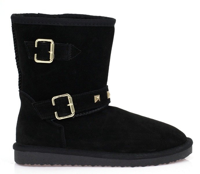 Czarne śniegowce z klamrami - Obuwie