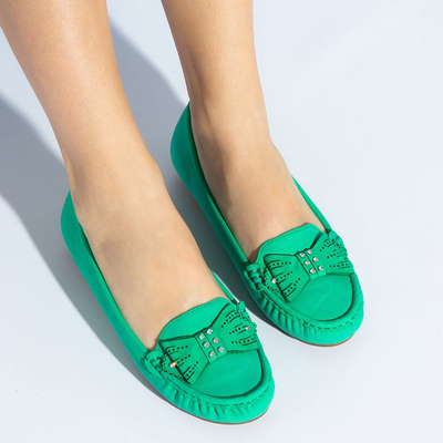 Mocasini dama verzi cu fundă Linari - Încălțăminte