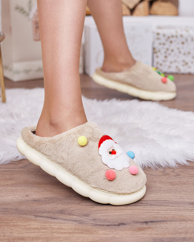 Royalfashion Papuci de Crăciun pentru femei, maro deschis Fertemse