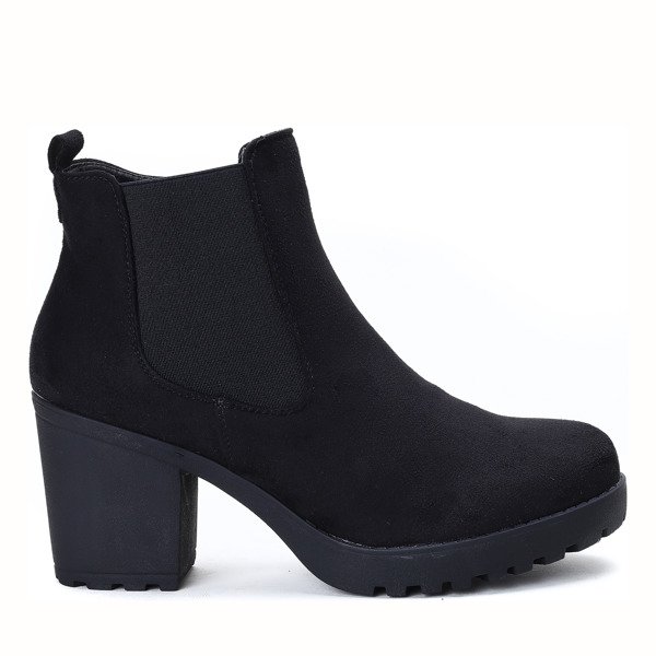 Czarne botki na słupku Heart Shaker - Obuwie