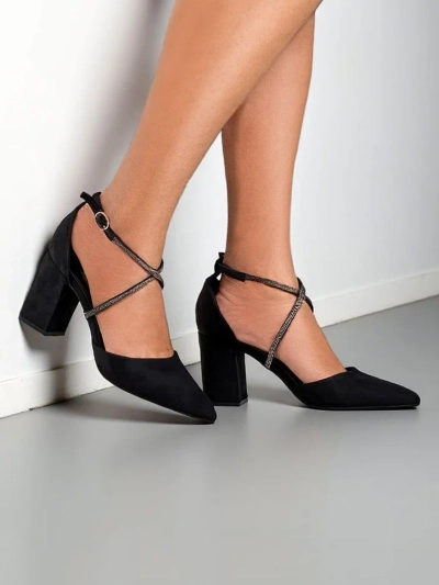 Pantofi cu toc din ecosuede Royalfashion pentru femei cu bretele Eurole