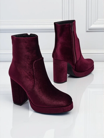 Botine de damă cu toc gros, tip velur Miss