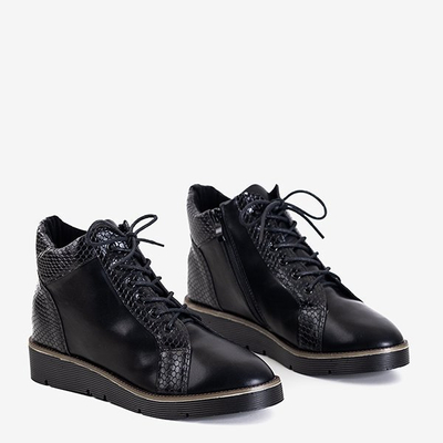 Cizme dantelate negre pentru femei Materam - încălțăminte