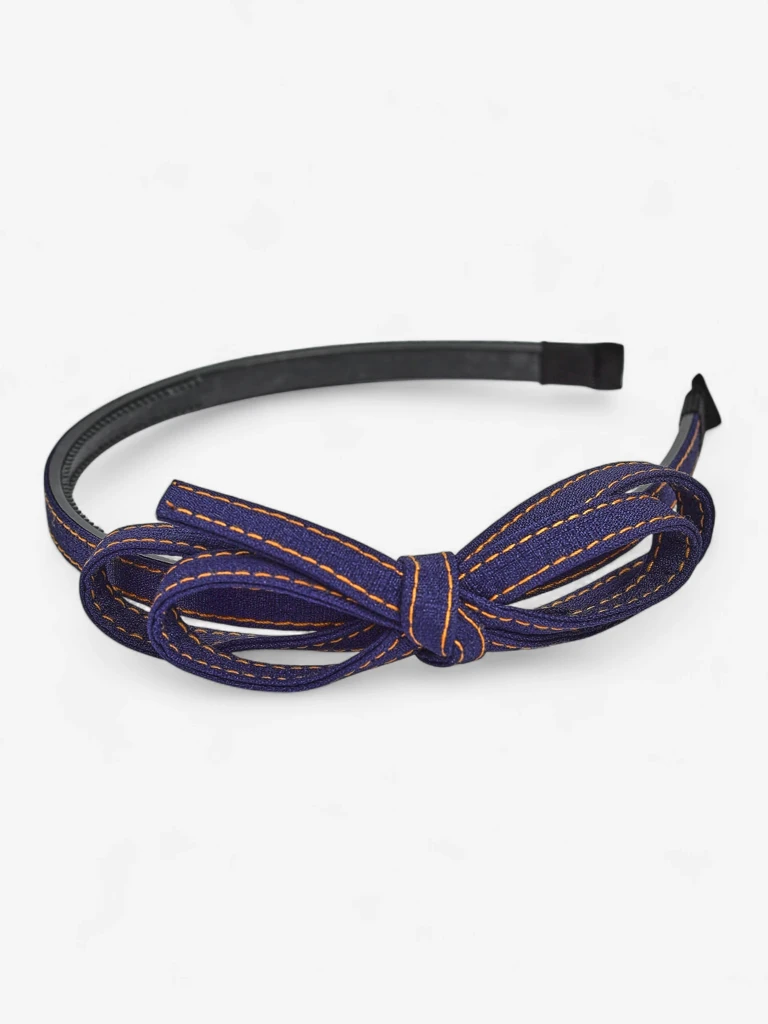 Royalfashion Bandă de păr cu fundiță, stil denim