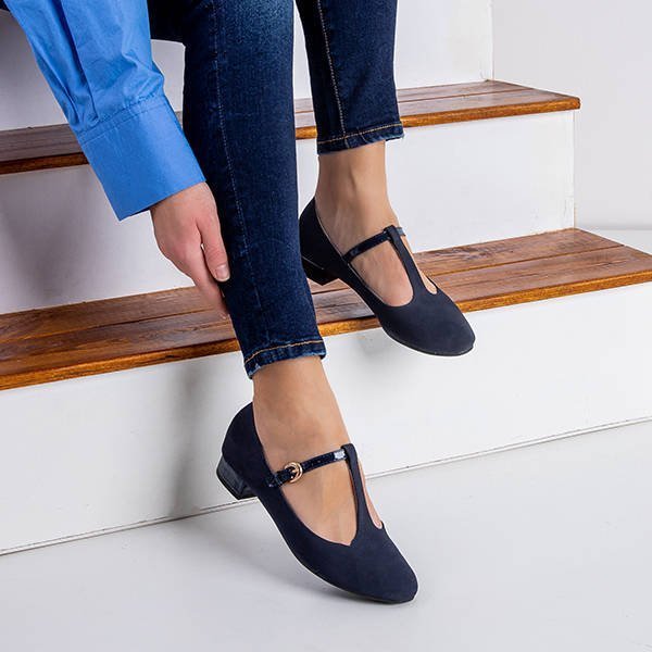 OUTLET Balerini femei bleumarin Flori - Încălțăminte