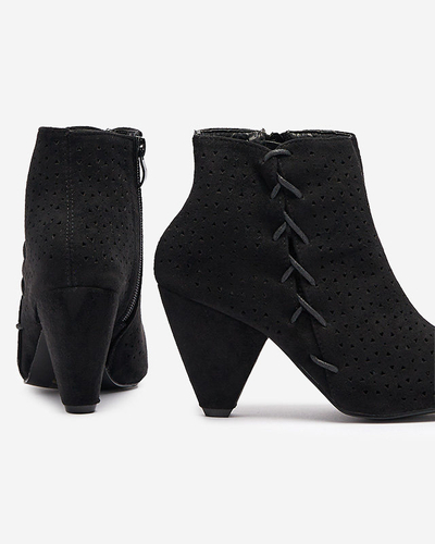 Cizme negre de postav ajurat Gesann- Footwear