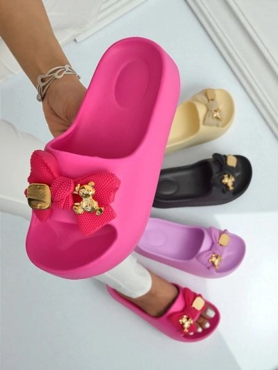 Royalfashion Șlapi de damă din cauciuc cu fundiță decorativă Alday
