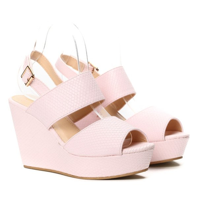 Różowe sandały na koturnie Aiyana- Obuwie