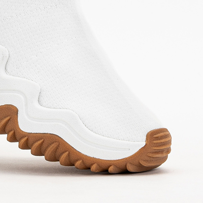 Pantofi sport Tenera de damă albi cu platformă - Încălțăminte