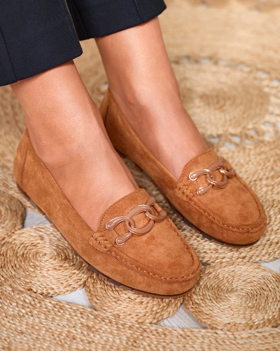 Mocasini de damă de culoare camel cu lanț Lertika - Încălțăminte