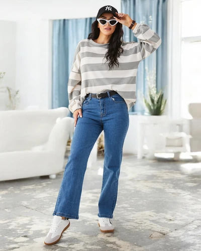 Jeans drepti din bumbac pentru femei Royalfashion