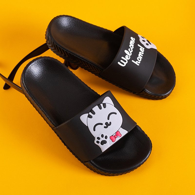 Papuci pentru copii negri cu pisoi Keryn - Încălțăminte