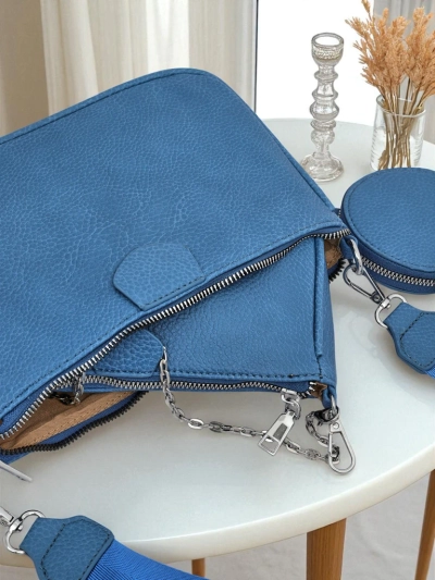 Tas multifunshonal di dama Kallisté di kuero di eko blou, 3 den 1, estilo italiano