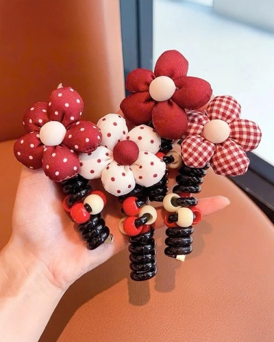 Royalfashion Elastic de păr tip spirală cu fundiță