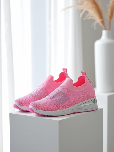 Adidași cu talpă înaltă pentru femei Royalfashion, cu aplicații de strasuri Qelavise
