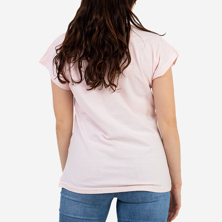 Tricou de dama roz deschis cu imprimeu auriu de ursuleti PLUS SIZE - Imbracaminte