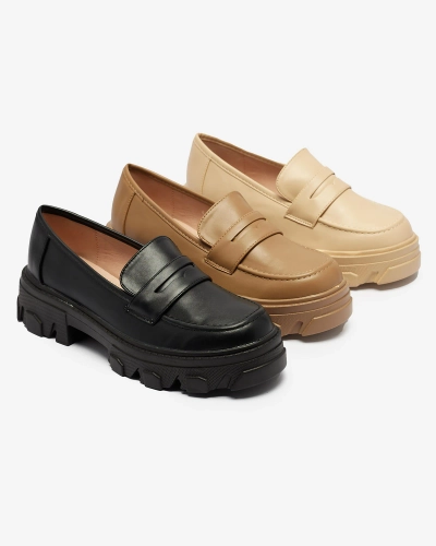 Mocasini bej de damă cu talpă solidă Desika - Încălțăminte