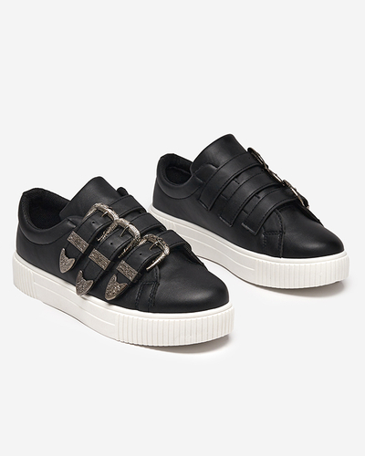 Pantofi sport de damă negri din piele ecologică Puvo- încălțăminte