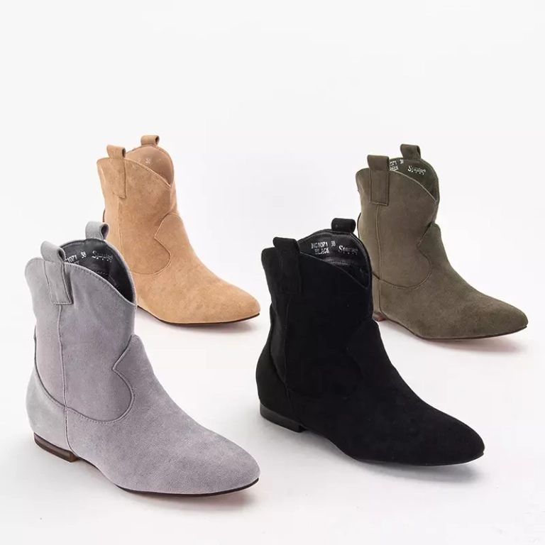 OUTLET Botine de dama verde inchis la glezna cizme cowboy a'la Renola - Incaltaminte