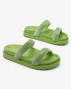 Royalfashion Neon Green Zirconia Sparkle Sliders pentru femei