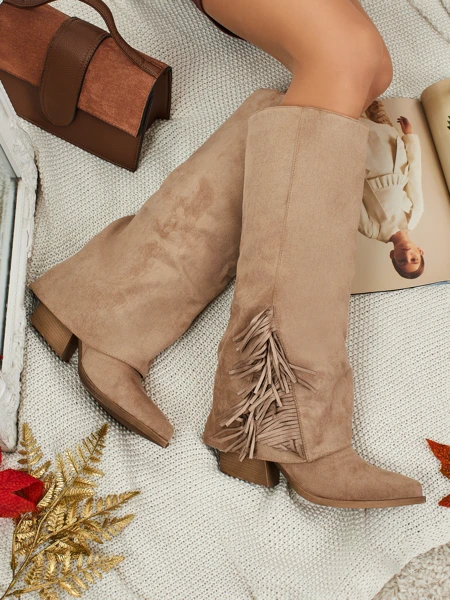 Cizme de damă din piele ecologică întoarsă cu parte superioară Tauren