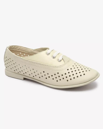 Mocasini bej traforați pentru copii Janno- Footwear